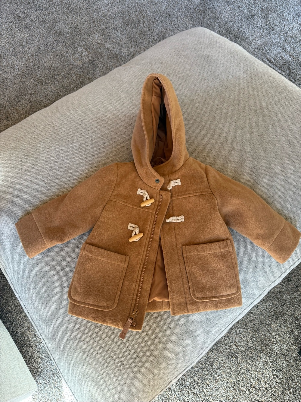 Cat & Jack Camel Hooded Toggle Pea Coat for Kids